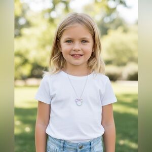 Disney Sterling Necklace Multi Colored Rhinestone 17 3/4”